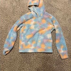 Athleta Girl Blue and Cream Fleece Jacket